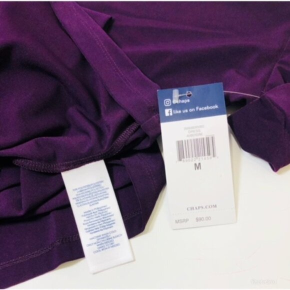 Chaps Womens Purple Off Shoulder Elbow Bell Sleeve Slip On Dress Sz M New - Picture 6 of 8